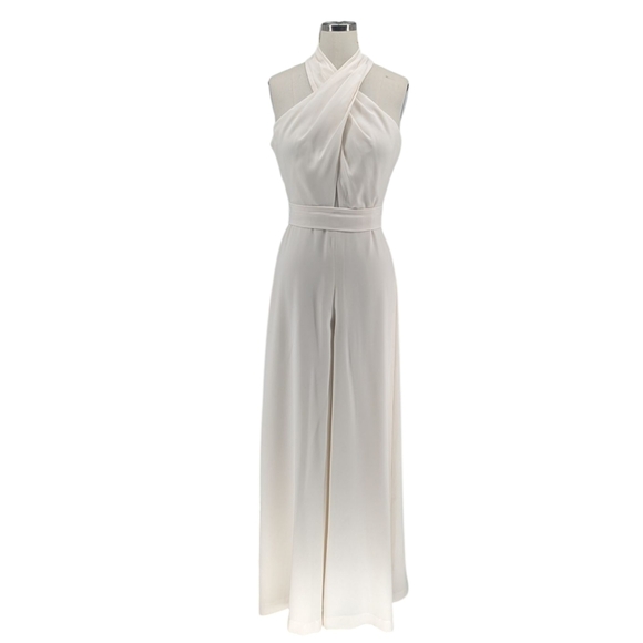 NWOT BCBGMAXAZRIA Halter Wide Leg Jumpsuit White Size 4 evening formal wedding - Picture 1 of 8
